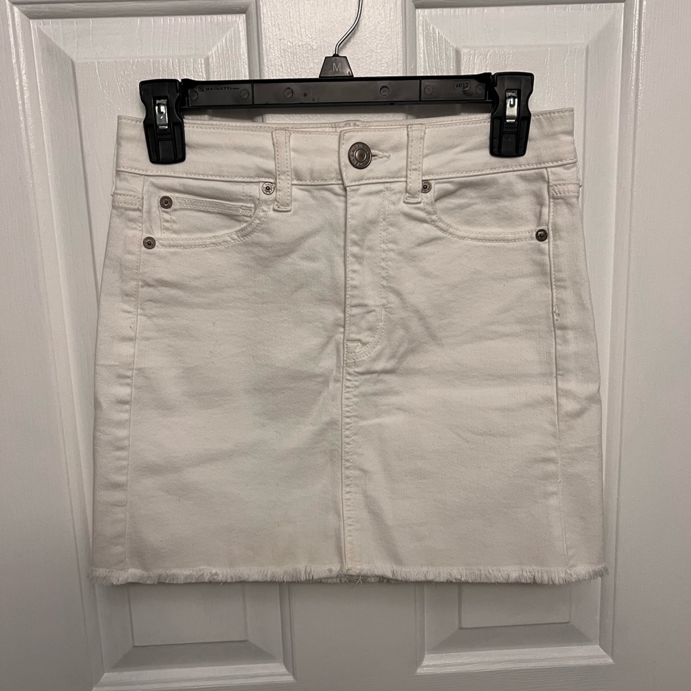 American Eagle White Denim Mini Skirt